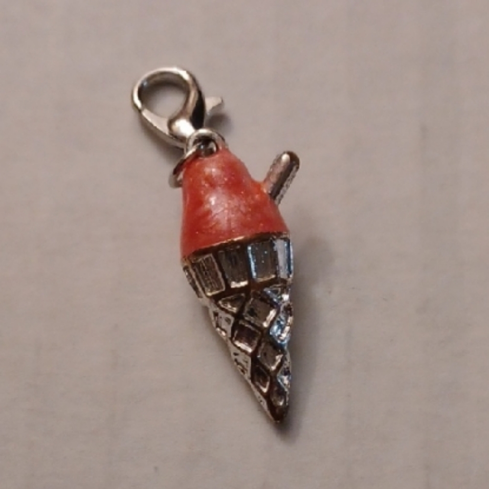 $4 Add-on Silver & Pink Ice Cream Cone Charm